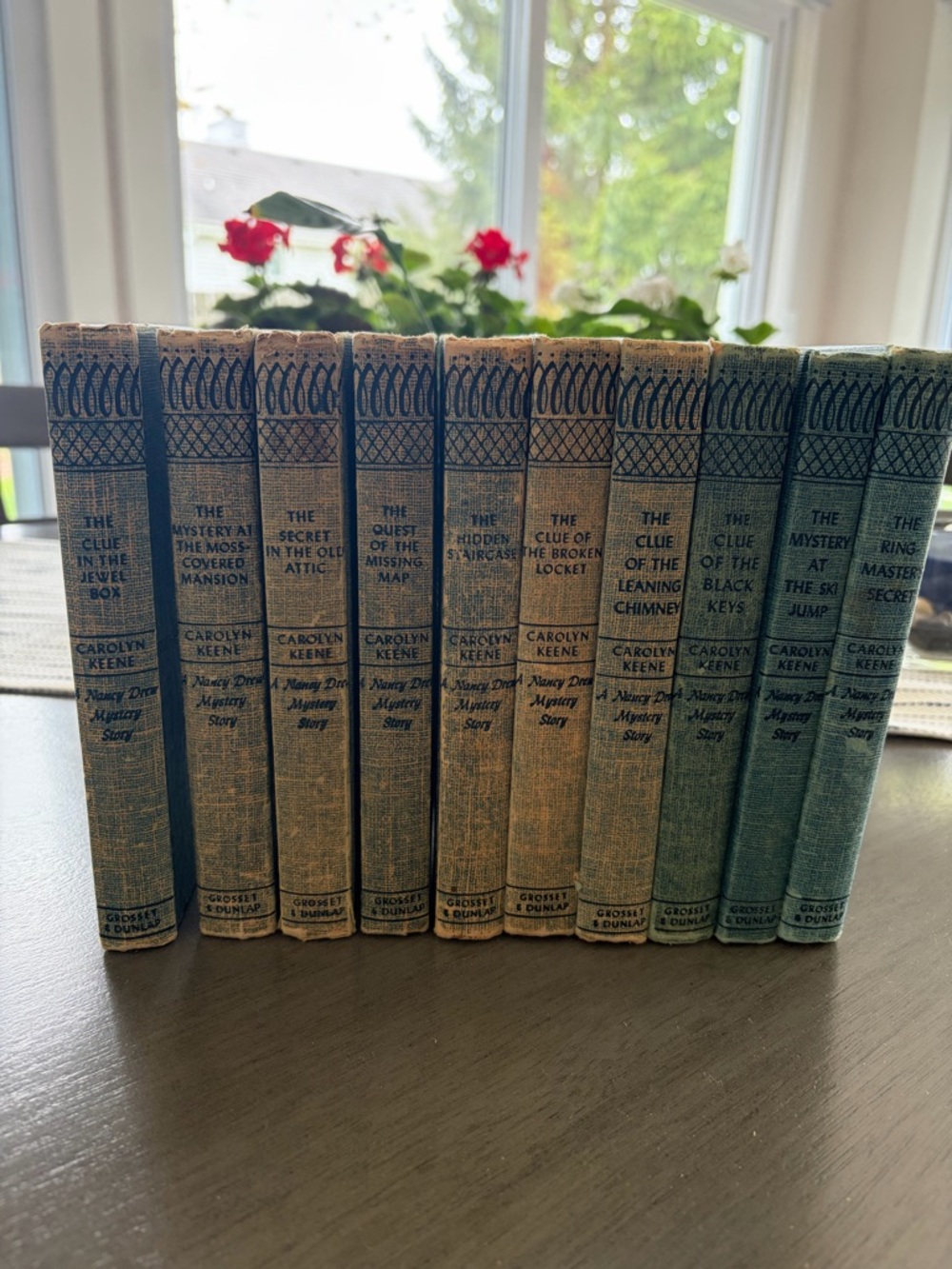 Carolyn Keene Vintage Nancy Drew Book Set in Blue-Green Cloth